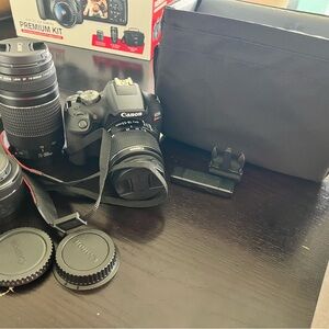 Canon EOS Rebel T7 DSLR Camera with Black and Silver Accents